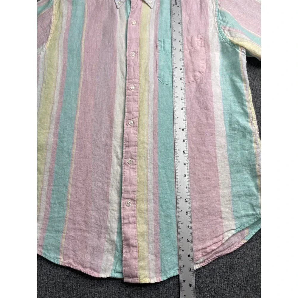 J.Crew Short Sleeve Shirt Mens L Pastel Multi Baird McNutt‎ Irish Linen BE546